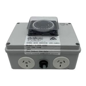 Double 10 amps Air Switch & Outlet w. Time Clock - AS02T