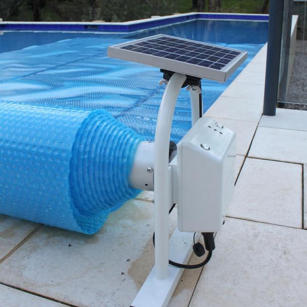 Daisy Power Series Electric Pool Cover Roller Retro Fit Kit / No Tube With Solar Panel - Squat Profile.