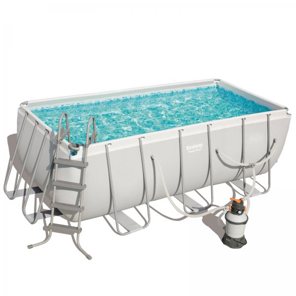 Bestway 4.12m x 2.01m x 1.22m Power Steel Frame Pool with 800gal Sand Filter Pump - 56661 + FREE SOLAR POOL COVER NO.2