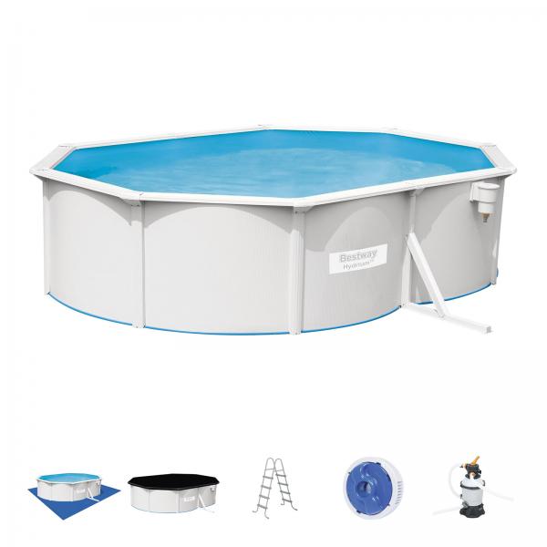 Bestway 5m x 3.6m x 1.2m Hydrium™ Oval Steel Wall Pool with 800gal Sand Filter Pump - 56587 + FREE SOLAR POOL COVER NO.4