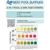 3 in 1 Swimming Pool & Spa Water Test Strips - 50 Strips