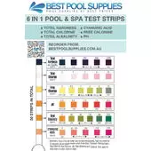6 in 1 Swimming Pool & Spa Water Test Strips - 50 Strips