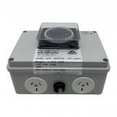 Double 10 amps Air Switch & Outlet w. Time Clock - AS02T