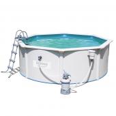 Bestway 3.6m x 1.2m Hydrium Round Steel Wall Pool with 530gal Sand Filter Pump - 56575 + FREE SOLAR POOL COVER NO.8