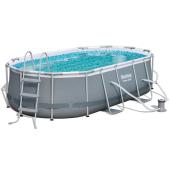 Bestway 4.27m x 2.50m x 1.00m Power Steel Oval Pool Set with 530gal Cartridge Filter - 56622 - REFURBISHED