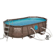 Bestway 4.27m x 2.50m x 1m Power Steel Swim Vista Oval Pool Set with 530gal Cartridge Filter - 56715 + FREE SOLAR POOL COVER NO.11