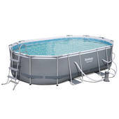 Bestway 4.88m x 3.05m x 1.07m Power Steel Oval Pool Set with 800gal Cartridge Filter - 56450