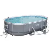 Bestway 4.88m x 3.05m x 1.07m Power Steel Oval Pool Set with 800gal Cartridge Filter - 56450