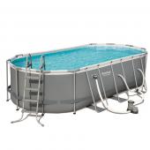 Bestway 5.49m x 2.74m x 1.22m Power Steel™ Oval Pool Set with 1500gal Cartridge Filter - 56711 + FREE SOLAR POOL COVER NO.3