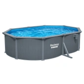 Bestway 5m x 3.6m x 1.2m Hydrium Oval Steel Wall Pool with 800gal Sand Filter Pump - Dark Grey -  561YJ