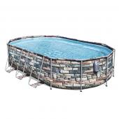 Bestway 6.1m x 3.66m x 1.22m Power Steel Comfort Jet Series Oval Pool Set with 2500gal Cartridge Filter - 56720