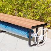 Daisy Under Bench Pool Cover Roller - Light Oak - Solar Powered