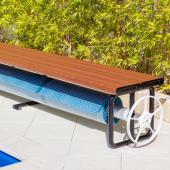 Daisy Under Bench Pool Cover Roller - Western Red Cedar - Solar Powered