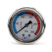 Pressure Gauge For Pool Filters - Oil Filled - Stainless Steel - Back Mount