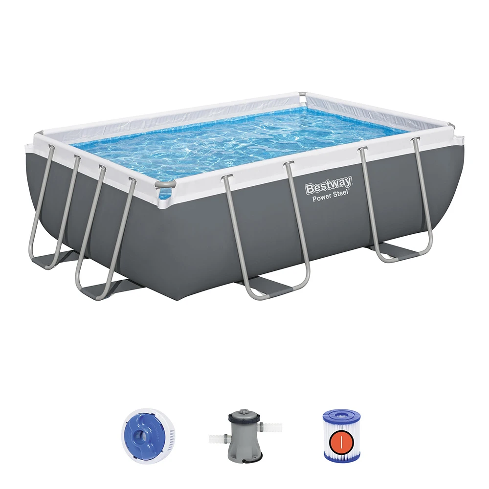 Bestway 2.82m x 1.96m x 0.84m Power Steel Frame Pool with 330gal Cartridge Filter Pump - 56631