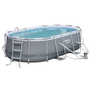 Bestway 4.27m x 2.50m x 1.00m Power Steel™ Oval Pool Set with 530gal Cartridge Filter - 56622 + FREE SOLAR POOL COVER NO.11