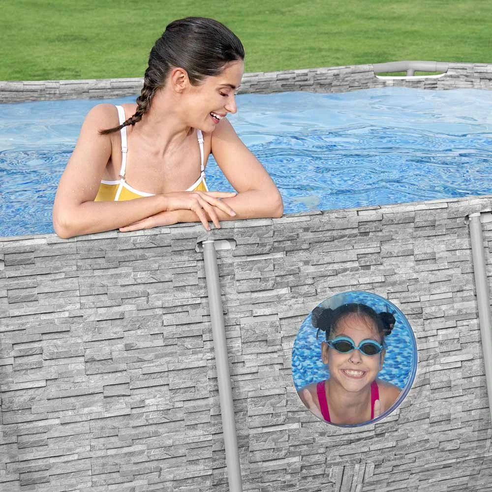 Bestway 4.27m x 2.50m x 1m Power Steel Swim Vista Oval Pool Set with 530gal Cartridge Filter - 56715
