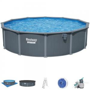 Bestway 5.49m x 1.32m Hydrium Round Steel Wall Pool with 1600gal Sand Filter Pump - 561RM