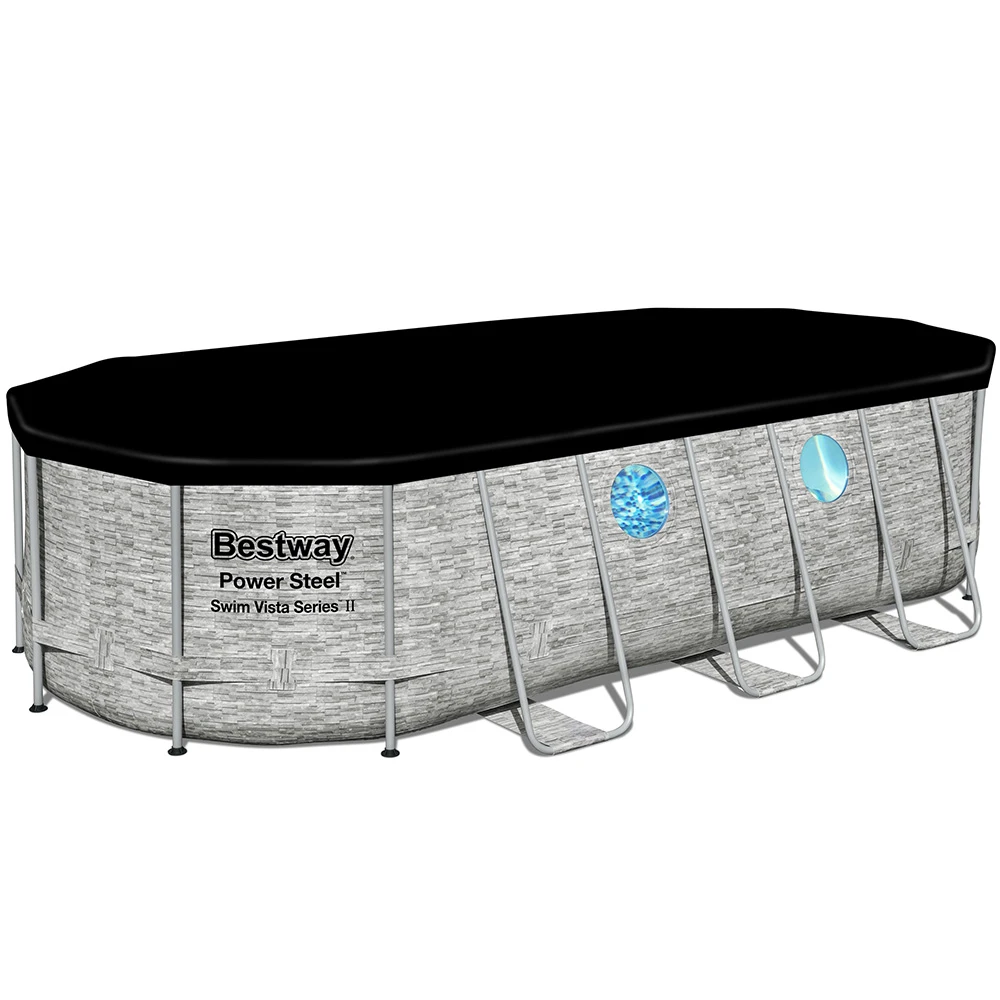 Bestway 5.49m x 2.74m x 1.22m Power Steel Swim Vista Oval Pool Set with 1500gal Cartridge Filter - 56717