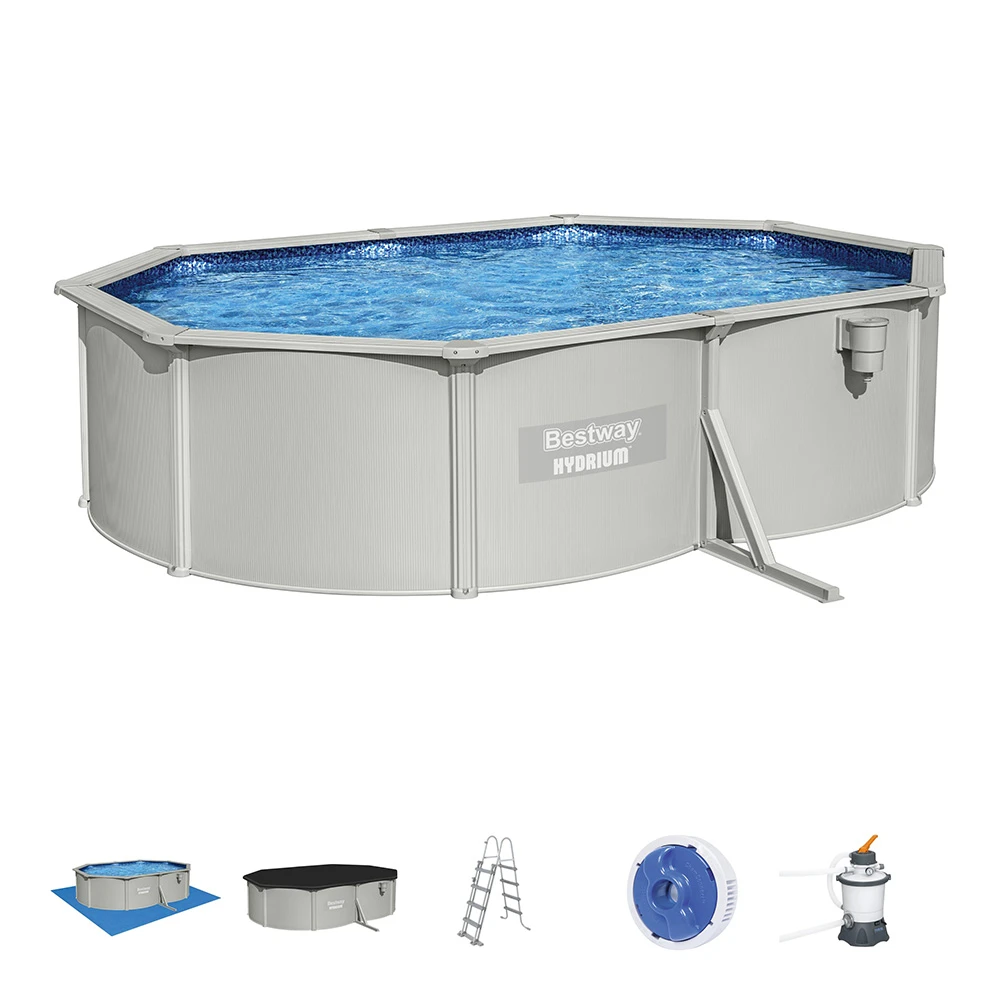 Bestway 5m x 3.6m x 1.2m Hydrium Oval Steel Wall Pool with 800gal Sand Filter Pump - 56587