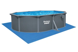Bestway 5m x 3.6m x 1.2m Hydrium Oval Steel Wall Pool with 800gal Sand Filter Pump - Dark Grey -  561YJ