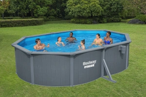 Bestway 5m x 3.6m x 1.2m Hydrium Oval Steel Wall Pool with 800gal Sand Filter Pump - Dark Grey -  561YJ