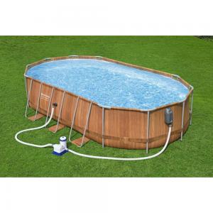 Bestway 6.1m x 3.66m x 1.22m Power Steel Comfort Jet Series Oval Pool Set with 2500gal Cartridge Filter - 56720