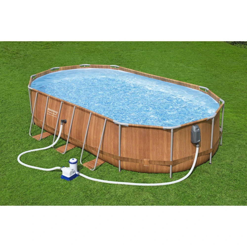 Bestway 6.1m x 3.66m x 1.22m Power Steel Comfort Jet Series Oval Pool Set with 2500gal Cartridge Filter - 56720