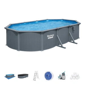 Bestway 6.1m x 3.6m x 1.2m Hydrium Oval Steel Wall Pool with 1600gal Sand Filter Pump - 561ZE