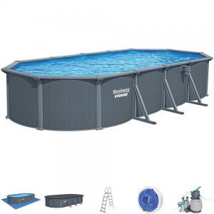Bestway 7.32m x 3.66m x 1.32m Hydrium Oval Steel Wall Pool with 1600gal Sand Filter Pump - 561RS