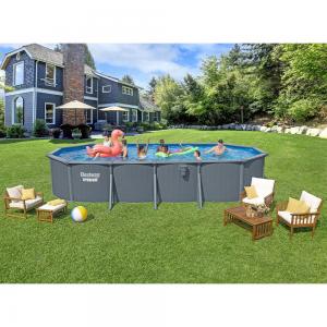 Bestway 7.32m x 3.66m x 1.32m Hydrium Oval Steel Wall Pool with 1600gal Sand Filter Pump - 561RS