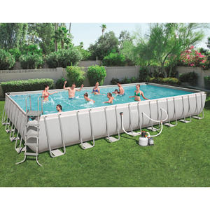 Bestway 9.56m x 4.88m x 1.32m Power Steel™ Frame Pool with 2000gal Sand Filter - 56625 + FREE SOLAR POOL COVER NO.7