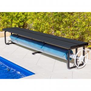 Daisy Under Bench Pool Cover Roller - Charcoal Shimmer - Solar Powered