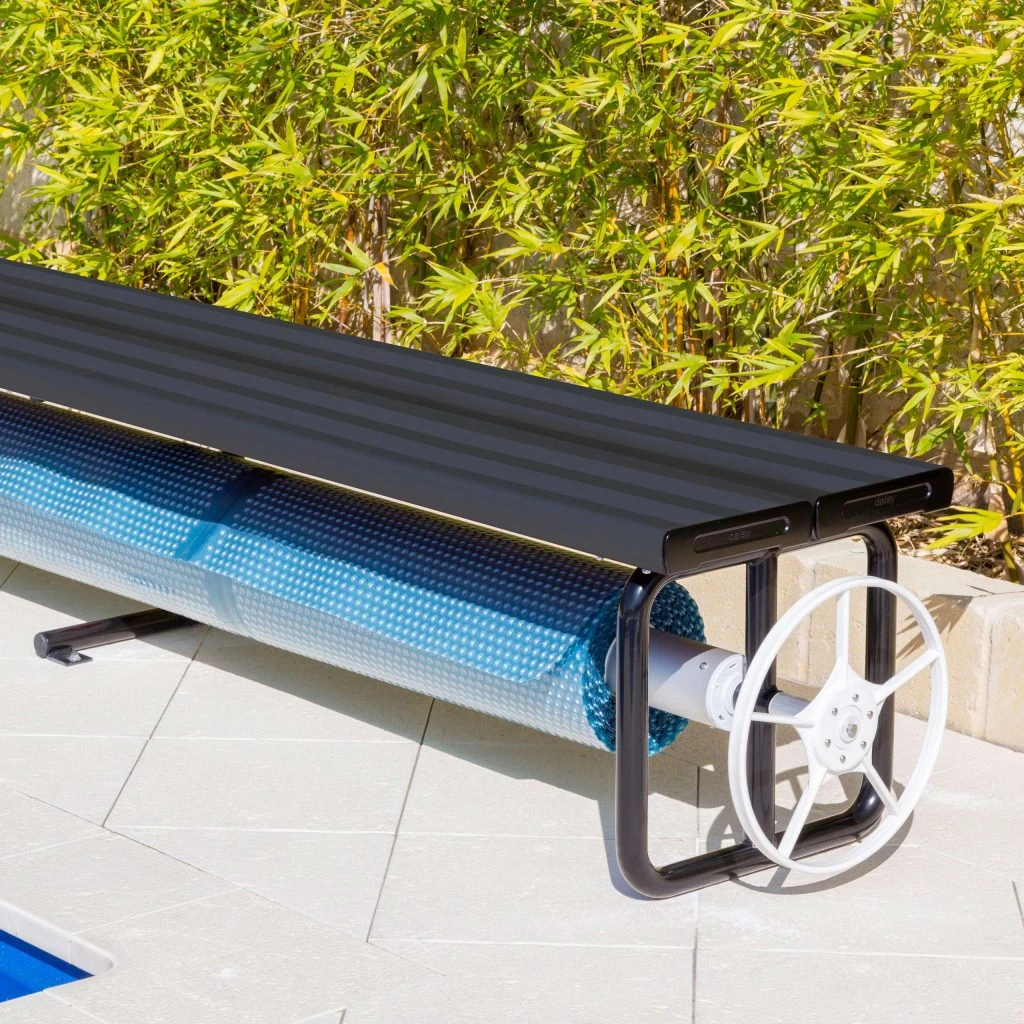 Daisy Under Bench Pool Cover Roller - Charcoal Shimmer - Standard