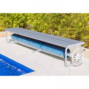 Daisy Under Bench Pool Cover Roller - Clear Anodised - Solar Powered