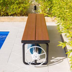 Daisy Under Bench Pool Cover Roller - Western Red Cedar - Solar Powered