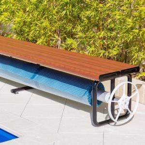 Daisy Under Bench Pool Cover Roller - Western Red Cedar - Standard