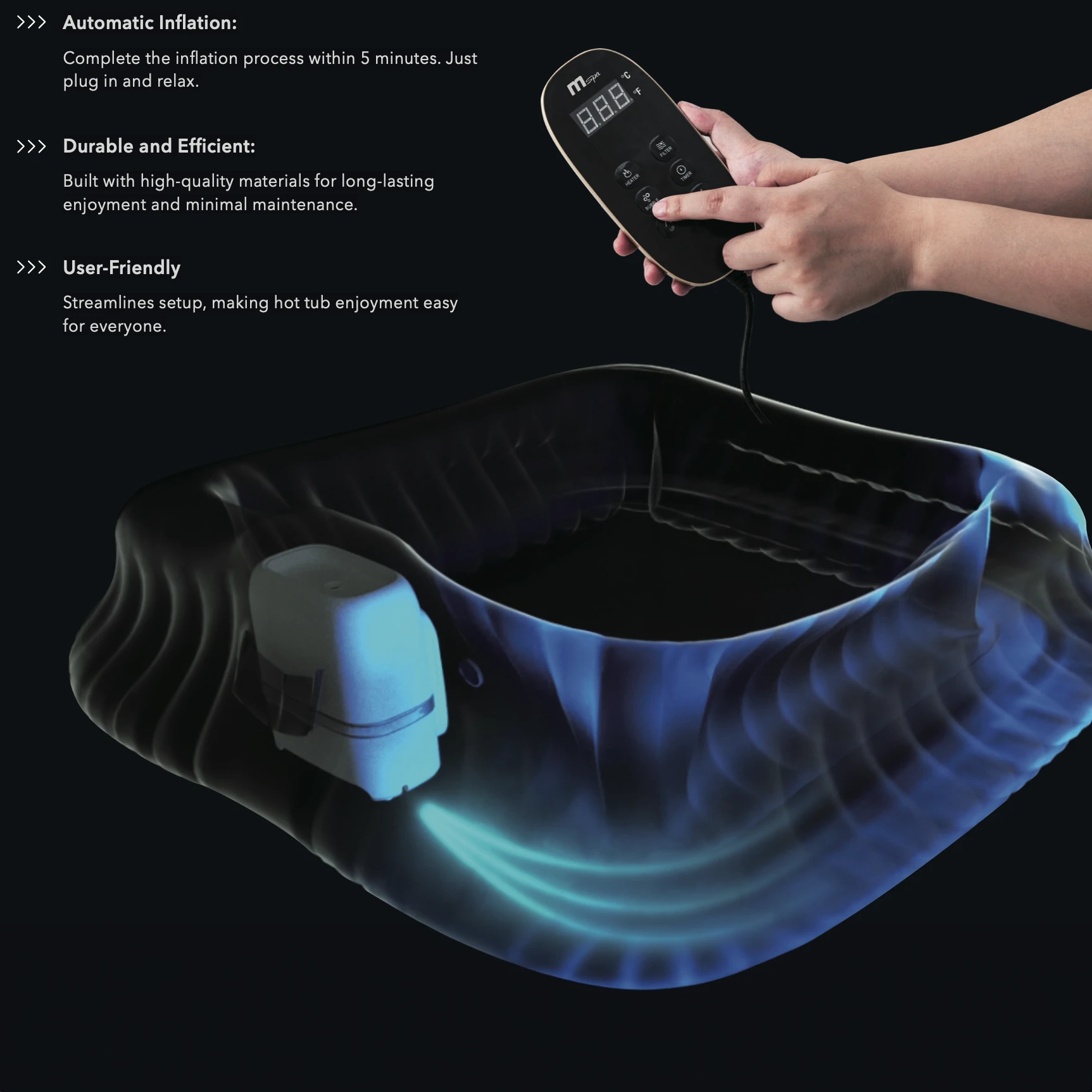 MSpa Carlton Massage Jet - 2.04m x 70cm - 6 Person Inflatable Spa