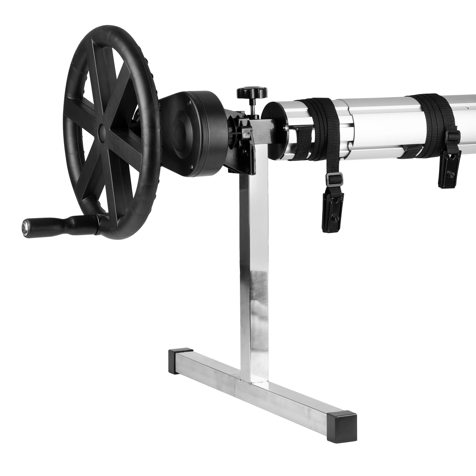 PoolCraft T Frame Pool Cover Roller Wheel w. Force Reducing Device Straps and Buckles - 4.9m to 6.45m Long Tube