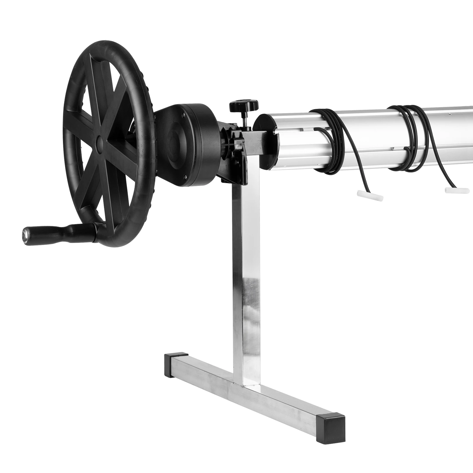 PoolCraft T Frame Pool Cover Roller - Wheel w. Force Reducing Device Strings and Eyelets - 4.9m to 6.45m Long Tube