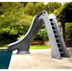 S.R. Smith Typhoon Deck Mounted Pool Slide Grey Granite Left Curve