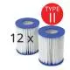 6x Twin Sets of Bestway Above Ground Swimming Pool Cartridge Filter Element Type II - 58094